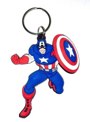 Relicon Single Sided Captain America Shield Marvel Avengers Superhero (Design-2) Rubber Keychain for Car Bike Keyring Key Chain