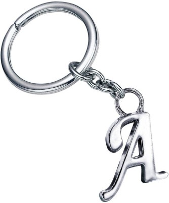 Relicon Alphabet Letter A (Design-37) Silver Metal Keychain for Car Bike Men Women Keyring Key Chain