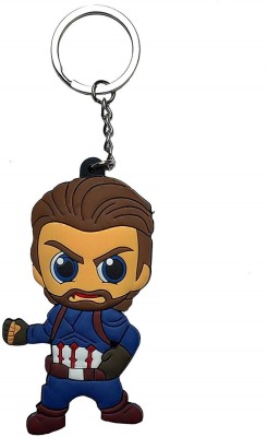 Relicon Two Sided Captain America Shield Marvel Avengers Superhero (Design-4) Rubber Keychain for Car Bike Keyring Key Chain