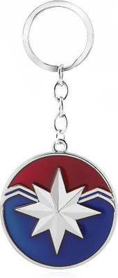 Relicon Captain Marvel Shield Logo Marvel Avengers Superhero (Design-1) Silver Metal Keychain for Car Bike Keyring Key Chain