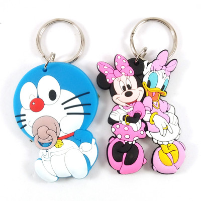 Isk Beautiful Mini Mouse with Daisy Duck Multi Color and doremon blue color from Both Sides Same keychain Key Chain