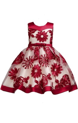 Googogaaga Girls Midi/Knee Length Party Dress(Red, Sleeveless)