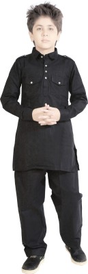 AD & AV Boys Festive & Party Pathani Suit Set(Black Pack of 2)