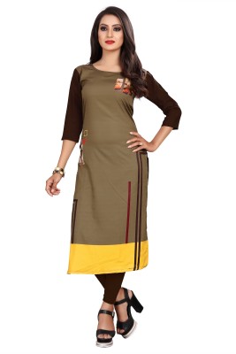 Shubhkari Creation Women Printed Straight Kurta(Brown)