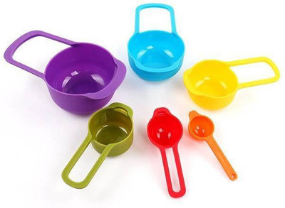 dx mart 65665 Eco-friendly and good uesful 6pcs Measuring spoon set -Multi Color Plastic Measuring Spoon Set (Pack of 6) Measuring Cup Set(100 ml)