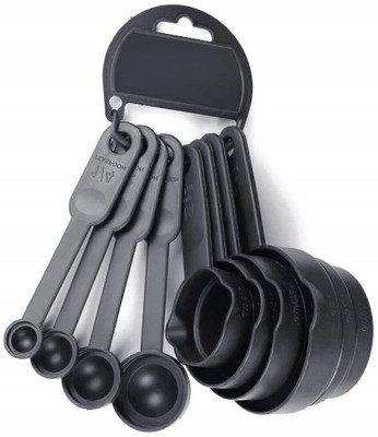 Skylight Brand New Quality Multi Purpose 8pcs Measuring Cup and Spoon Set, Black Measuring Cup Set(5 ml)