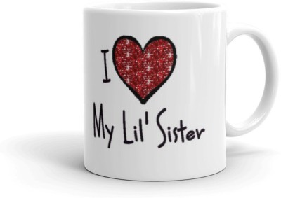 THE NK Store I Love My Little Sister Best Sister Gift Coffee Cup - Sister Gift - World's Greatest Sister Cute Coffee Cup Tea Cup Suitable for Little Younger or Big Elder Sisters Gift 325 Ceramic Coffee Mug(330 ml)