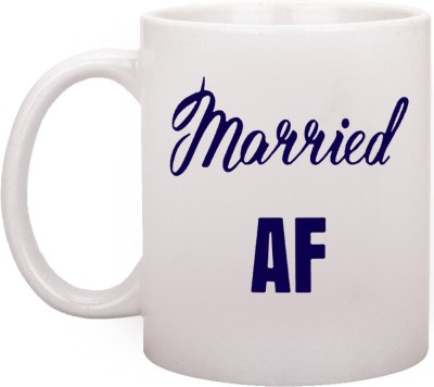 RADANYA RNDPMG205WC Married AF - Funny Wedding Gift Idea For Marriage Engaged Couple Husband And Wife In Their Honeymoon! Great Matching Recently Engagement Gift For Couples Husb Hubby And Wifey On Vacation! Ceramic Coffee Mug(350 ml)