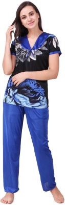 Camfoot Women Printed Blue Top & Pyjama Set