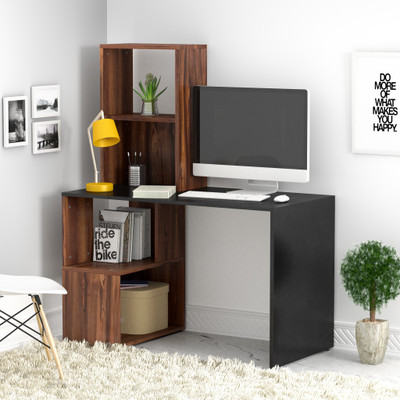 Flipkart Perfect Homes Studio Noel Dual Tone Engineered Wood Study Table(Free Standing, Finish Color - Walnut and Black)