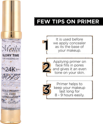 Meilin 24K Gold Glory Time Oil Free  Primer  - 30 ml(Clear)