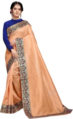 sarvagny clothing Embellished Bollywood Silk Blend Saree(Orange)