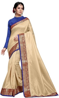 sarvagny clothing Embellished Bollywood Silk Blend Saree(Beige)