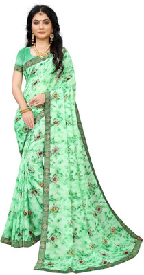 Kanooda Prints Printed Daily Wear Georgette Saree(Green)