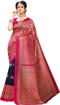 Salooni Printed Kalamkari Silk Blend Saree(Pink)