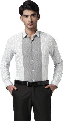 PARK AVENUE Men Striped Formal White Shirt