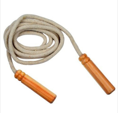 A.K White Cotton Wooden Handle Jumping Rope Freestyle Skipping Rope(White, Length: 267 cm)