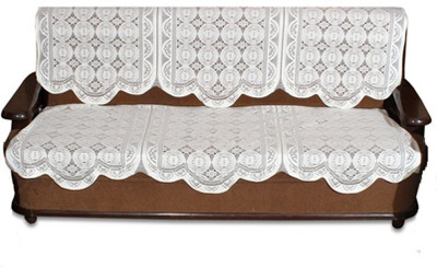FAIRY HOME Polyester Geometric 3 Seater Sofa Cover(White Pack of 3)