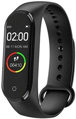 AVVIC M4 Bluetooth Heart & BP Sensor Fitness Wrist Smart Band(Black Strap, Size : Free Size)