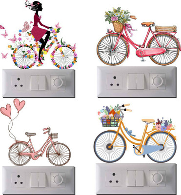 Decals Sticker 35 cm Switch Sticker Bicycle Wall Switch Board Stickers Self Adhesive Sticker(Pack of 4)