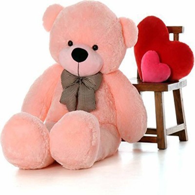 Mowgli Toys Stuffed Teddy Bear - 4 Feet stuffed Spongy Lovable/Huggable Teddy Bear with Neck Bow for Girlfriend/Birthday Gift/Boy/Girl  - 121 cm(Pink)