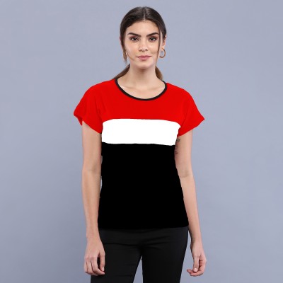 PRETTE Colorblock Women Round Neck Multicolor T-Shirt