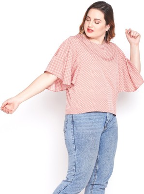 Style Quotient Casual Half Sleeve Geometric Print Women Pink Top