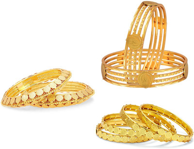JSD Alloy Gold-plated Bangle Set(Pack of 6)