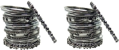 Chrishan Alloy Black Silver Bangle Set(Pack of 34)