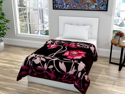 V.R.ENTERPRISES Floral Single AC Blanket for  AC Room(Microfiber, Maroon)