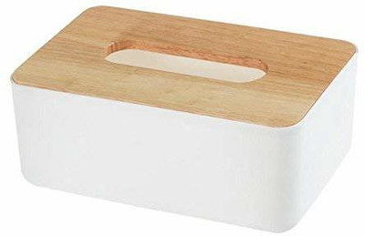 K Kudos Enterprise 3 Compartments Wood Tissue Holder(White)