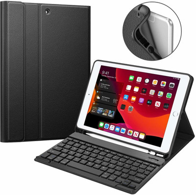 YAOJIN Flip Cover for Apple ipad 7th/8th/9th Gen (2021) 10.2"/Air 3 10.5"/Pro 10.5" with Pencil Holder,Black(Black, Cases with Holder)