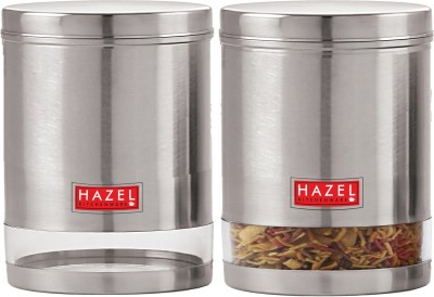 HAZEL Steel Grocery Container  - 1350 ml(Pack of 2, Silver)