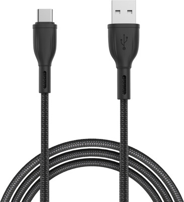 Portronics POR-1028 Konnect Plus Nylon Braided 1.2 m USB Type C Cable  (Compatible with All USB Type C port like Samsung, MI, Vivo, Nokia, Black, One Cable)