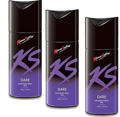 Kamasutra DARE (150ml) - 03 Deodorant Spray  -  For Men(450 ml, Pack of 3)