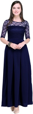 Geet Fashion Women Maxi Blue Dress