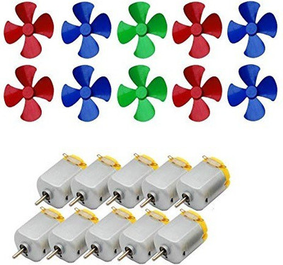Creative Tech Science Projects Kit for Students 10 Pcs 3V to 9V DC Flat Small Size Toy Motor + 10 Pcs Toy Motor Fan Electronic Components Electronic Hobby Kit