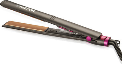 Nova KeraSilk 2 in 1 Straight and Curl NHS 849 Hair Straightener(Black, Gold)