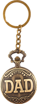 RainSound Dad Embossing Analogue White Round Dial Antique Pocket Watch Key Chain