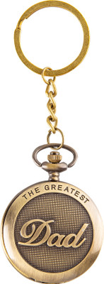 RainSound The Greatest Dad Embossing Analogue White Round Dial Antique Pocket Watch Key Chain