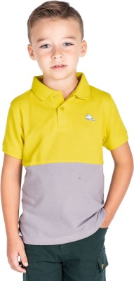 Nitt Hyman  - Cherry Crumble Boys Solid Cotton Blend Regular T Shirt(Yellow, Pack of 1)