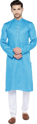 Rajubhai Hargovindas Men Woven Design Straight Kurta(Blue)
