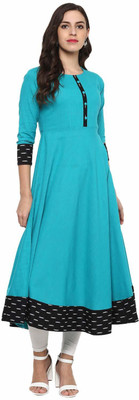 Sitaram Designer Women Printed Straight Kurta(Light Blue)