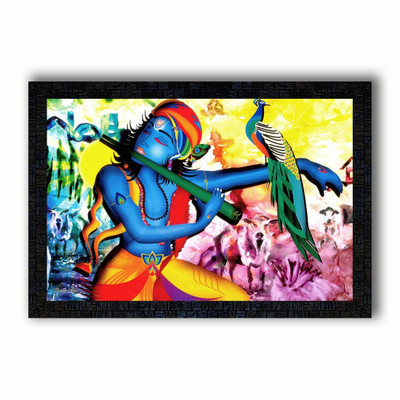 Poster N Frames UV Textured Decorative Art Print of kishan ji with wooden synthetic frame Painting Size 14 x 20 inch Digital Reprint 20 inch x 14 inch Painting(With Frame)