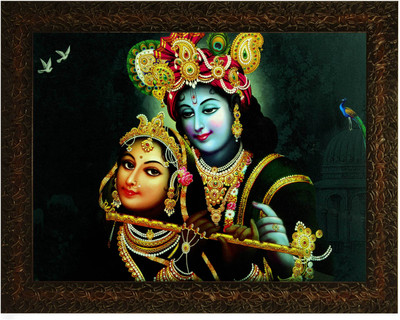 Indianara RADHA KRISHNA (2728) Digital Reprint 10.2 inch x 13 inch Painting(With Frame)