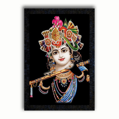 Poster N Frames UV Textured Decorative Art Print of kishan ji with wooden synthetic frame Painting Size 14 x 20 inch Digital Reprint 20 inch x 14 inch Painting(With Frame)