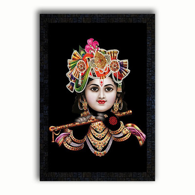 Poster N Frames UV Textured Decorative Art Print of kishan ji with wooden synthetic frame Painting Size 14 x 20 inch Digital Reprint 20 inch x 14 inch Painting(With Frame)