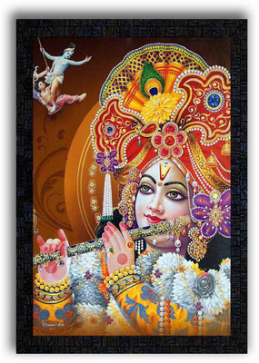 Poster N Frames UV Textured Decorative Art Print of kishan ji with wooden synthetic frame Painting Size 14 x 20 inch Digital Reprint 20 inch x 14 inch Painting(With Frame)