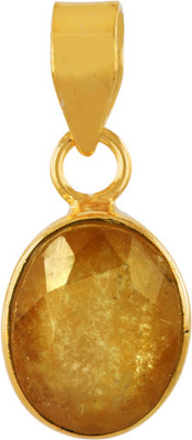 Takshila Gems Yellow Sapphire Pendant in Panchdhatu 7.25 Ratti / 6.52 Carat Lab Certified Sapphire Stone Pendant