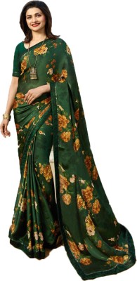 peer store Printed Daily Wear Georgette, Art Silk Saree(Dark Green)